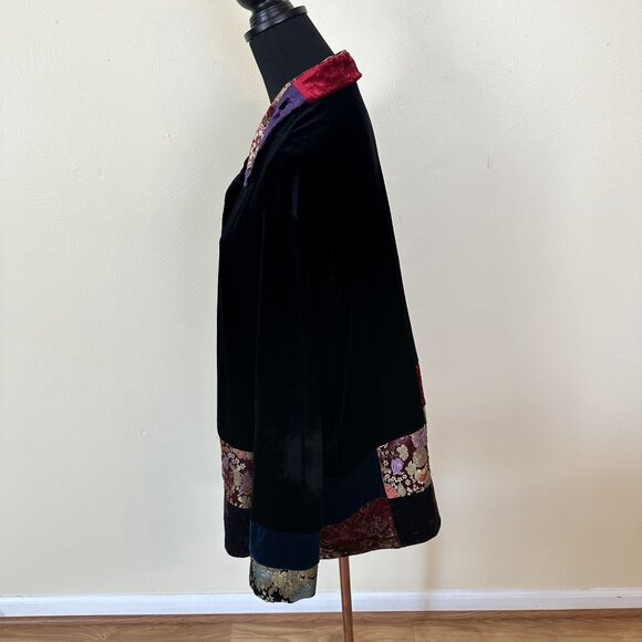 Vintage Velvet Patchwork Button Up Jacket Tunic Art to Wear 2X Womens - Picture 8 of 9